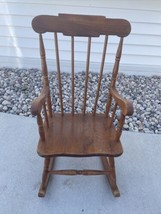 Vintage Child Rocking Chair Wood Antique 1950s or older 15.5x28 in great... - $89.10
