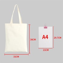 White Pure Color Cotton Shopping Bag Women Linen Storage Handbag Canvas Portable - £117.73 GBP