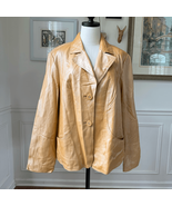 Lane Bryant Champagne Gold Shimmer 100% Leather Jacket Blazer 18 20 - $64.93 CAD