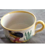 Vintage Hand Crafted Terra Cotta Pottery Coffee Cup - Peru -COLORFUL DESIGN - £13.40 GBP