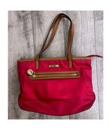 Michael Kors Pink Nylon Saffiano Leather Trim Tote Bag Gold Hardware MK ... - $59.39