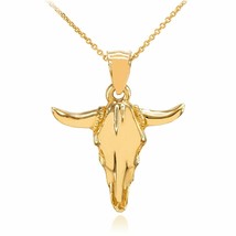 10k Solid Yellow Gold Taurus Texas Bull Head Charm Pendant Necklace - £258.89 GBP+