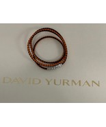 David Yurman 925 Sterling Silver Triple Wrap Black/Orange Leather Bracel... - $2,959.22 MXN
