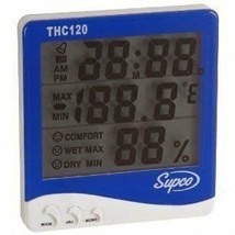 Supco THC120 Triple Display Indoor Digital Thermo-Hygrometer with Clock - $29.99