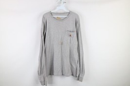 Vintage Carhartt Mens XL Thrashed Spell Out Long Sleeve Pocket T-Shirt Gray - £23.33 GBP