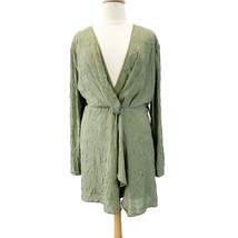 PrettyLittleThing Plus Size 26 Crinkle Satin Green Wrap Dress Mini Lined Sexy - £23.25 GBP