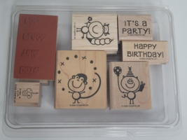 Stampin’ Up It&#39;s A Party Happy Birthday Card Making 2004 Rubber Stamps Set - £7.82 GBP