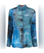Altuzarra Chika Silk Button Down Top in Blue Watercolor Size 42 US 10 - $169.24 CAD