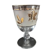 Vintage Libbey Gold Leaf Frosted Stemmed Water Glass Cocktail Wine MCM - £6.12 GBP