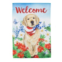 Dog with Patriotic Bandana Suede Garden Flag- 2 Sided Message, 12.5&quot; x 18&quot; - £17.25 GBP