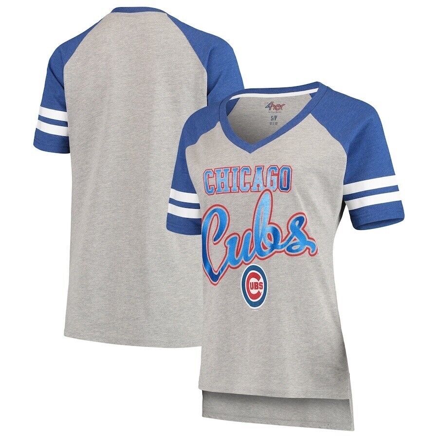 Chicago Cubs Shirt Womens Large Carl Banks Metallic Logo Raglan Bust 42" RP$35 - $15.77