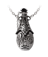 Alchemy Gothic Lucrezia&#39;s Fix Necklace Poison Bottle Black Rose Lid Borg... - $73.78 CAD