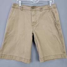 Old Navy Men Shorts Size 32 Tan Brown Classic Flat Front Chino 100% Cotton Zip - £8.37 GBP