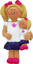 Child with Doll Female Blonde Personalized Christmas Tree Ornament - £13.06 GBP