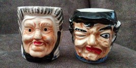 Old Man &amp; Woman Toby Face Salt &amp; Pepper Shakers Philpott Vintage Ceramic Japan - £7.78 GBP