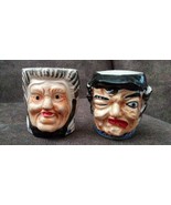 Old Man &amp; Woman Toby Face Salt &amp; Pepper Shakers Philpott Vintage Ceramic... - £7.69 GBP