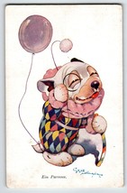 Bonzo Dressed Puppy Dog Monocle Glasses Balloon Postcard Fantasy Anthropomorphic - £18.52 GBP