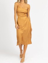 Endless Blu. o-ring satin one shoulder midi dress in CARAMEL - £31.33 GBP