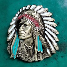 Western Bronze Indian Chief Head Cowboy Belt Buckle For Men - $20.00
