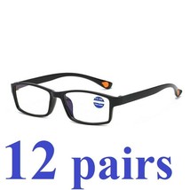 12 Packs Mens Womens Rectangle Frame Reading Glasses Classic Style Black Readers - £12.46 GBP