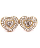 Chopard 18k Gold 2.45ct &quot;Happy Diamond&quot; Heart-Shaped Earrings 19.2 grams - $221,110.85 MXN