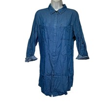 Lulus Blue Chambray Button Down Long Sleeve Tencel Shirt Dress Womens Si... - £19.10 GBP