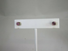 Vintage Fire Pink Rhinestone Stud Earrings Pierced Bright Fuscia 51472 - £8.87 GBP