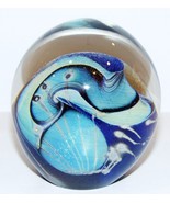 SIGNED 1983 EICKHOLT ART GLASS DICHROIC BLUE AVENTURINE 3 3/8&quot; TALL PAPE... - €106,72 EUR