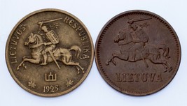 Lithuania 2-Coin Set 1936 2 Centai (AU) &amp; 1925 5 centai (XF - £43.51 GBP