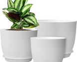 Wousiwer Plant Pots 10/9/8 Inch, Set Of 3 Contemporary Decorative Plasti... - £28.13 GBP