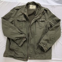 Wenven Jacket Mens Small Military Khaki Green Casual Cotton Pockets - £36.49 GBP