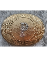 Crumrine El Arturo Bronze Letter P Initial Western Belt Buckle Pre-Loved - £28.03 GBP