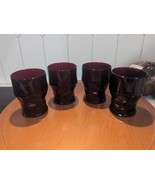 Ruby Red Honeycomb Glassware Set, Set of Four 8 oz. Glasses, Vintage Bar... - £12.51 GBP