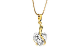 Crystals From Swarovski Heart's Embrace Necklace 14K Gold Overlay 18 Inch - $35.60