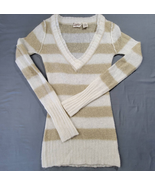 Daytrip Women Sweater Size S Cream Tan Soft Mohair Wool Stripe Bodycon V... - £10.61 GBP