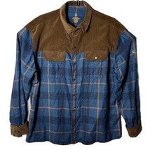 Kuhl  XXL Blue Brown Plaid Flannel Corduroy Snap Up Country Cowboy Shirt - £28.59 GBP
