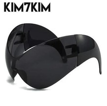 Oversized Sports Y2k Sunglasses Women 2000&#39;s Wrap Around Shield Goggle M... - £15.46 GBP