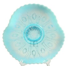 Northwood Glass Fluted Bowl Spokes and Wheels Blue Opalescent c.1905 Beautiful - £33.62 GBP