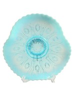 Northwood Glass Fluted Bowl Spokes and Wheels Blue Opalescent c.1905 Bea... - $42.06