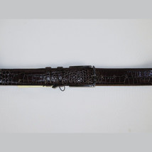 Men Genuine Leather Belt PIERO ROSSI Turkey Soft Crocodile print 1014 Brown image 3