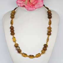 Vintage Carnelian Agate &amp; Orange Faceted Crystal Beaded Necklace - $22.95