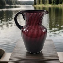 Vintage Purple Amethyst Plum Handle Blown Art Glass Pitcher Pour Lip W H... - $241.39 MXN