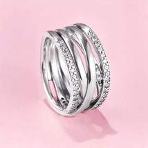 925 Sterling Silver Entwine Ring with Clear Zirconia For Women - £19.97 GBP