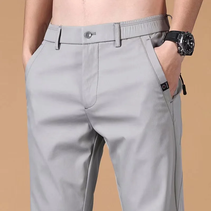 Sporting Spring Summer Mens Casual Pants Thin Slim Fit Straight Trousers Khaki E - £45.45 GBP