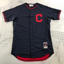 Vintage Cleveland Indians Jersey Mens 44 Navy Blue Red Button Team Issued - £62.29 GBP