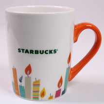 Starbucks Happy Birthday Candles Orange Handle Logo Coffee Mug 2020 Tea Cup 10oz - £6.92 GBP