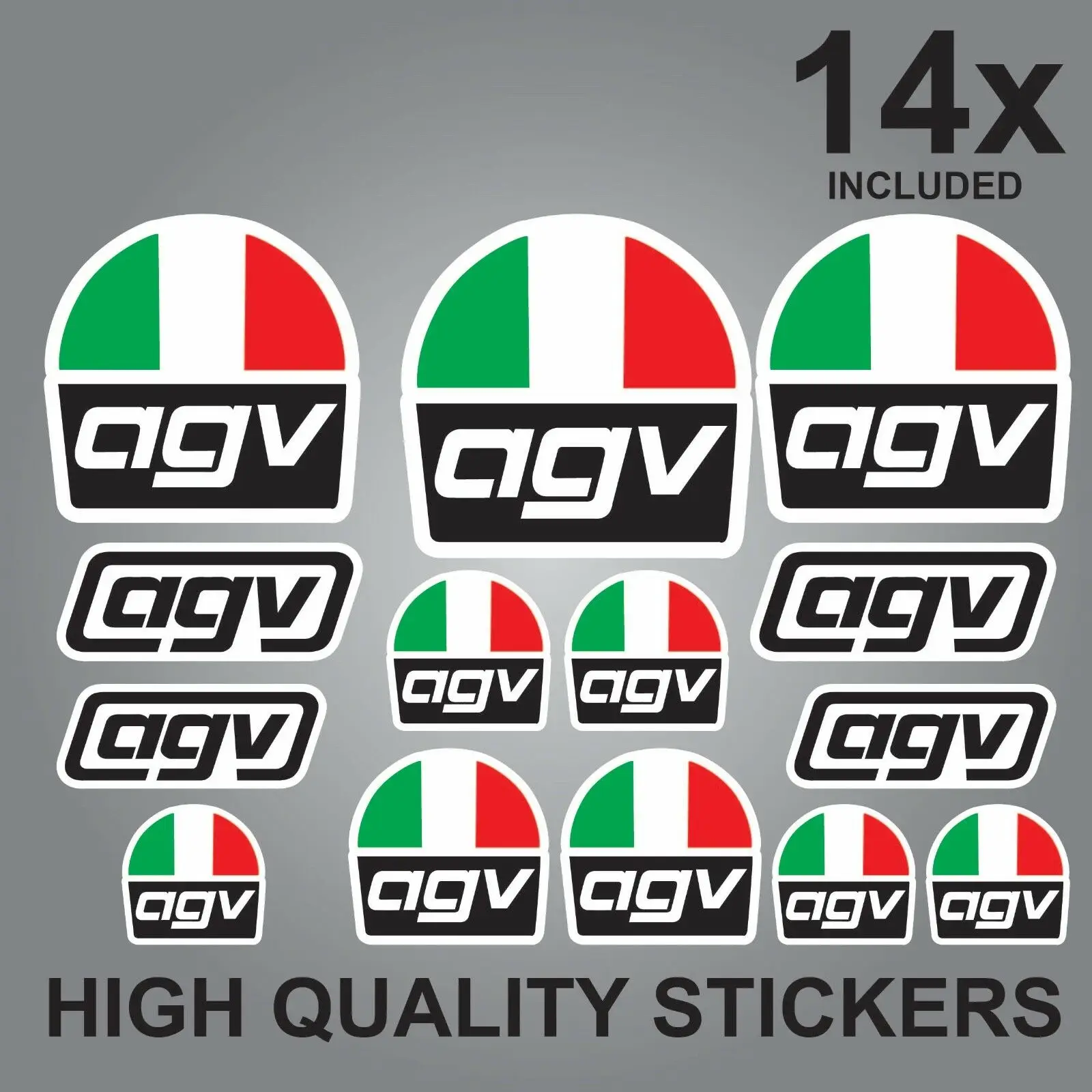 Fashion Rally Car Sticker Motos Suitable For 14x Agv Helmet Sticker Sheet Decals - £59.97 GBP