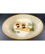 OVAL CASSEROLE DISH MUSHROOM &amp; CARROT Vintage Los Angeles Pottery 13” X ... - $21.84