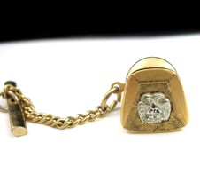 Masonic Tie Tack Scottish Rite 32 Degrees Mason 1/20 14K Gold Filled Goldtone - $16.99