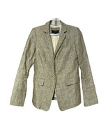 J Crew Womens Green 100% Linen Lined 1-Button Career Blazer Jacket Size 2 - $34.64